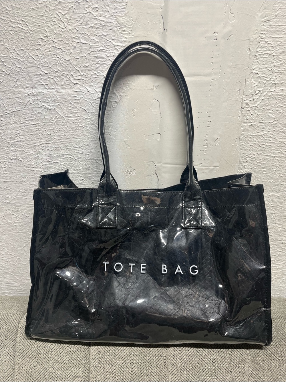 Black 'TOTE BAG' Clear Vinyl Tote - Classic Everyday Carry